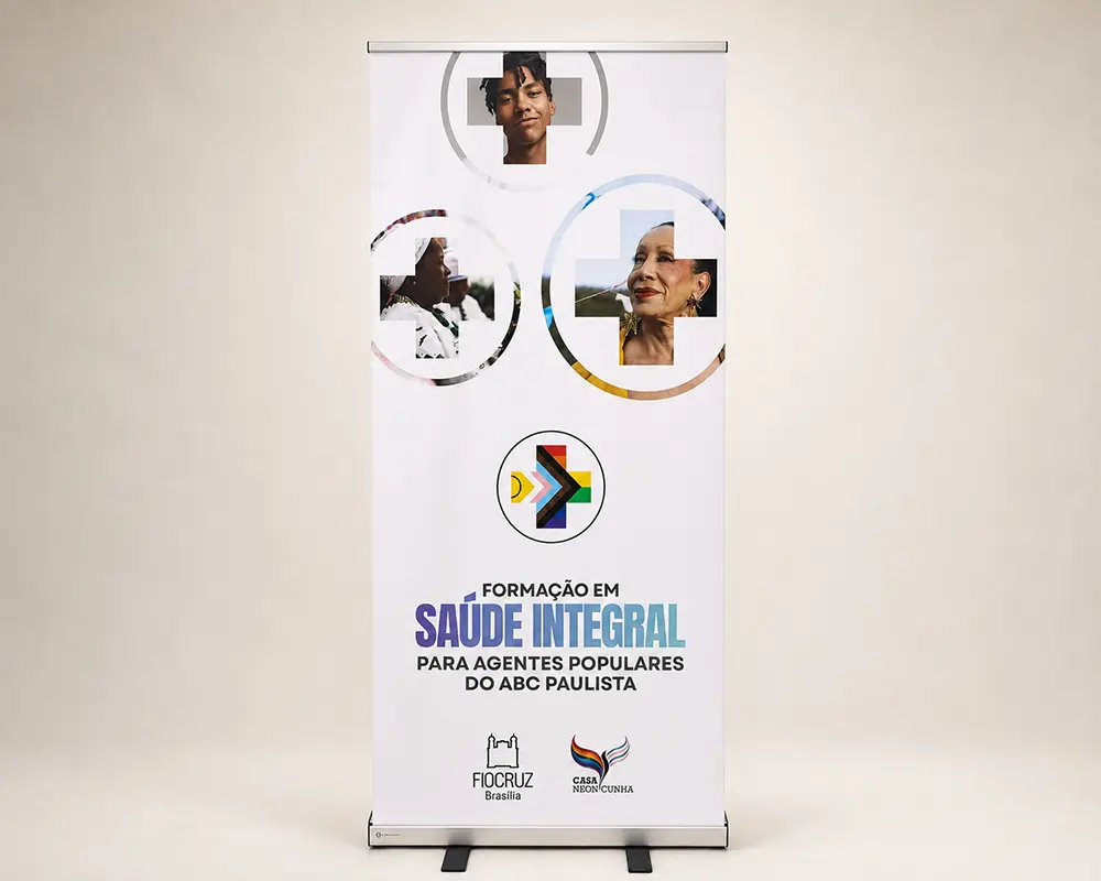 Banner roll-up produzido pela Audacce para a Fiocruz: Formação em Saúde Integral do ABC Paulista
